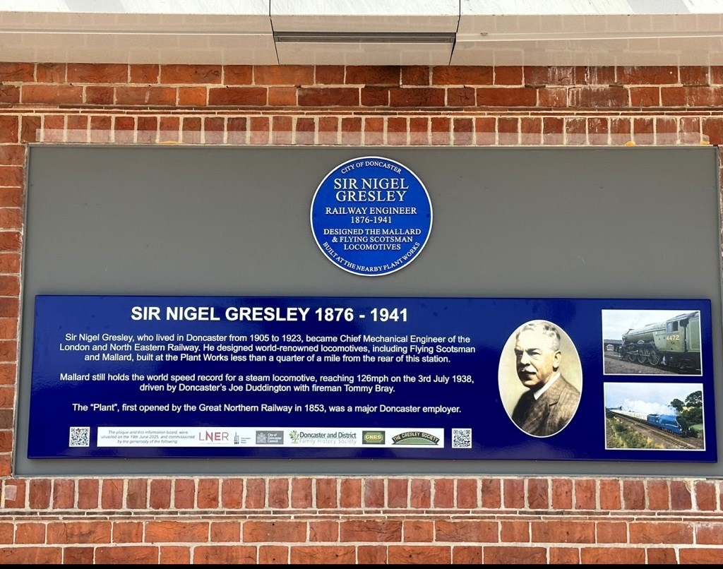 The new plaque unveiled outside Doncaster rail station 