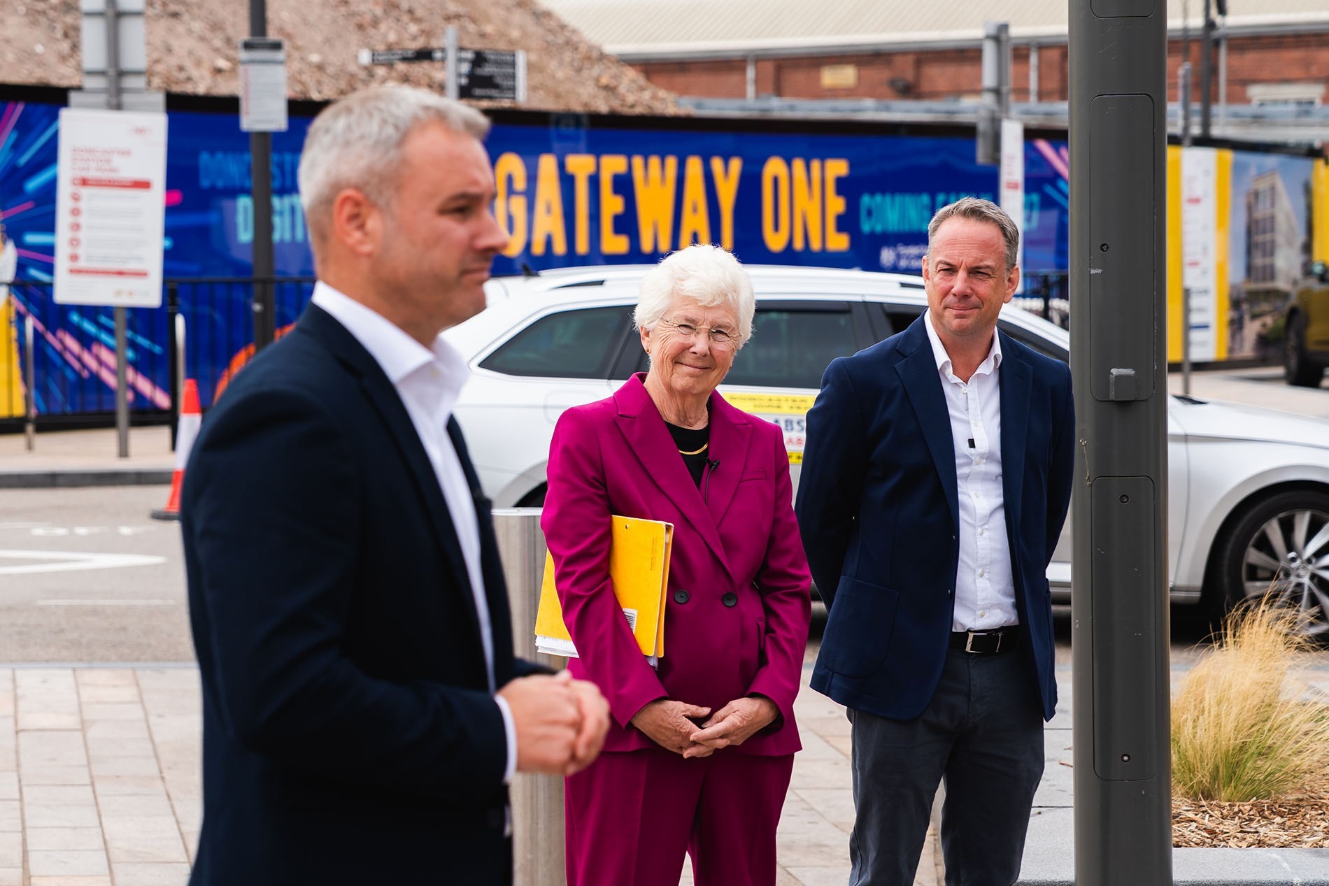 Willmott Dixon Director Chris Yates, Mayor of Doncaster Ros Jones and founder of Automated Analytics Mark Taylor